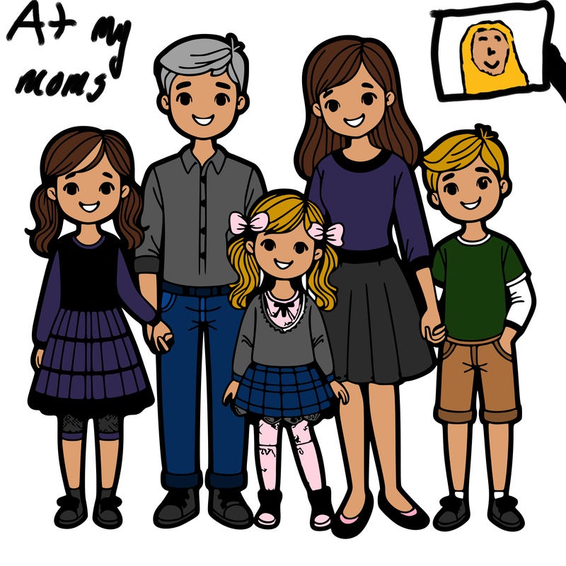 family of five (2 girls 3 boys)