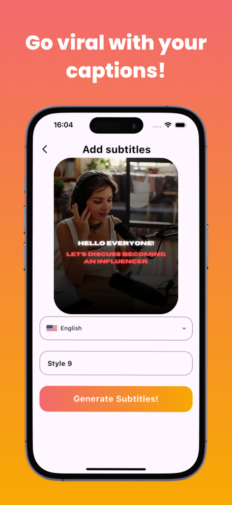 インフルエンサーが登場する動画でAIキャプションを生成するためのインターフェース