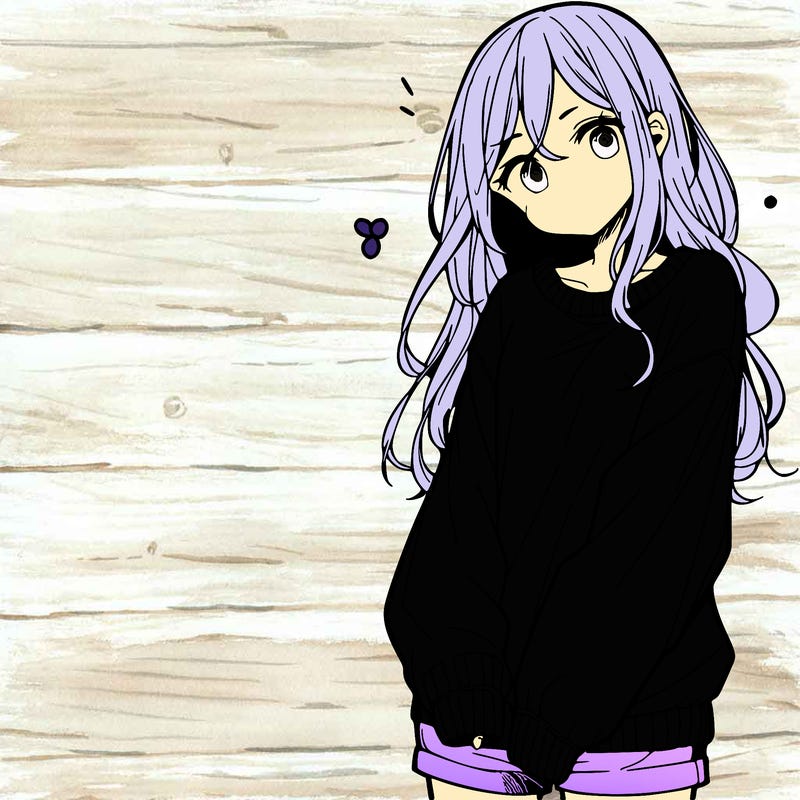 manga teen girl  in a sweater and baggy pants