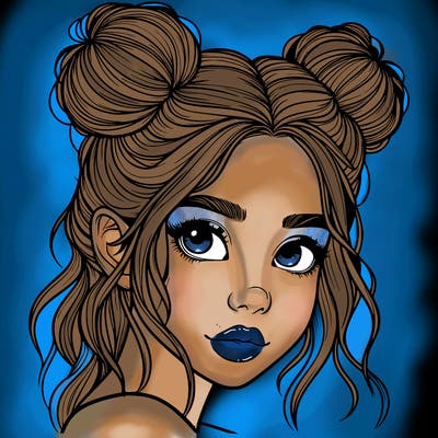 realistic girl with hair buns on her head