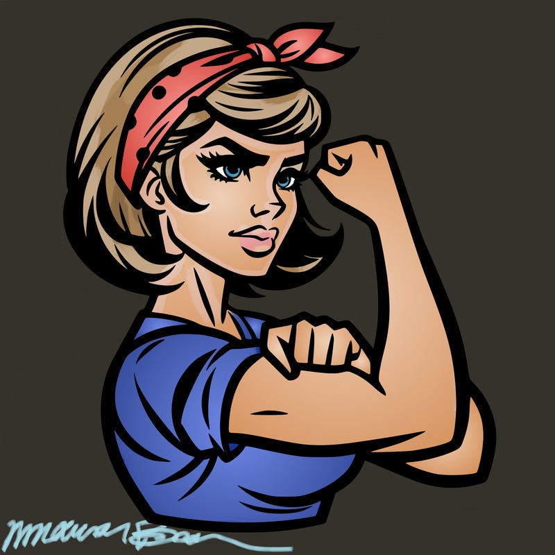 strong woman with a 60s american ad style
