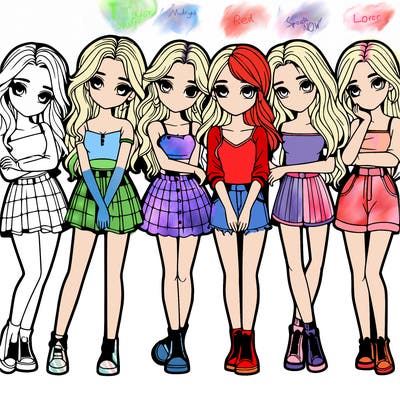 a group of girls realistic