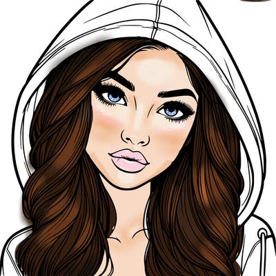 realistic beautiful girl with a hood on