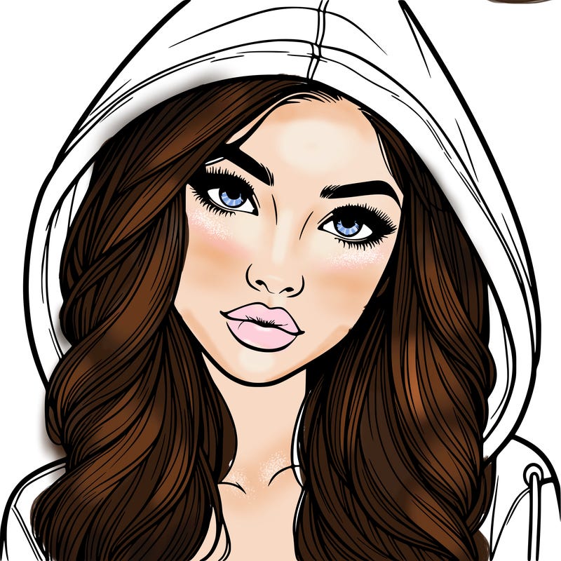 realistic beautiful girl with a hood on