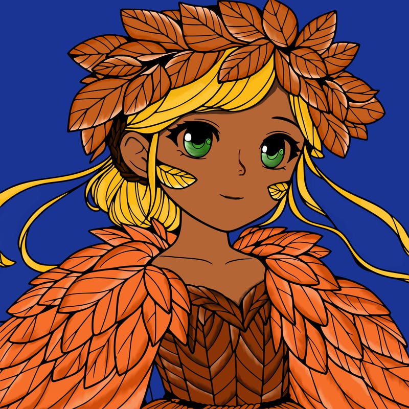 a realistic girl with a costume made of leaves