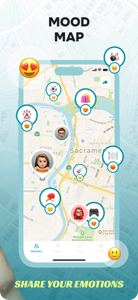 Location Sharing: Mood Map - Lifestyle App | MWM