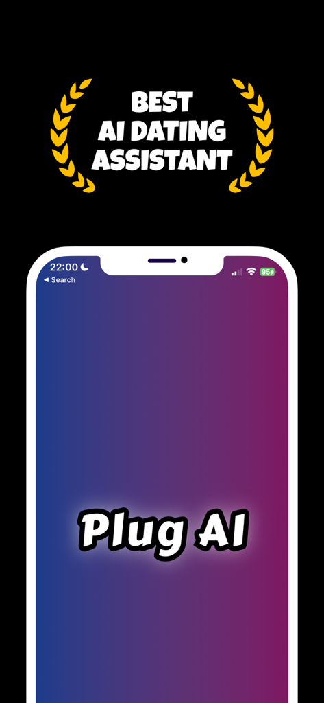 Plug AI: Pick Up Lines & Rizz - A smartphone display showing the Plug AI app title under a Best AI Dating Assistant banner.