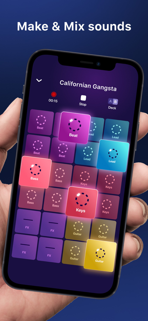 Beat Looper Pro - Music Maker - Beat Looper Pro app interface featuring colorful pads to make and mix sounds