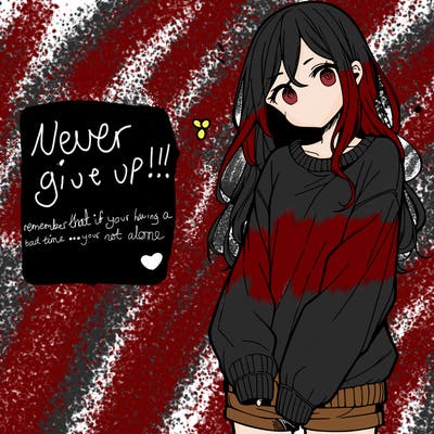 manga teen girl  in a sweater and baggy pants