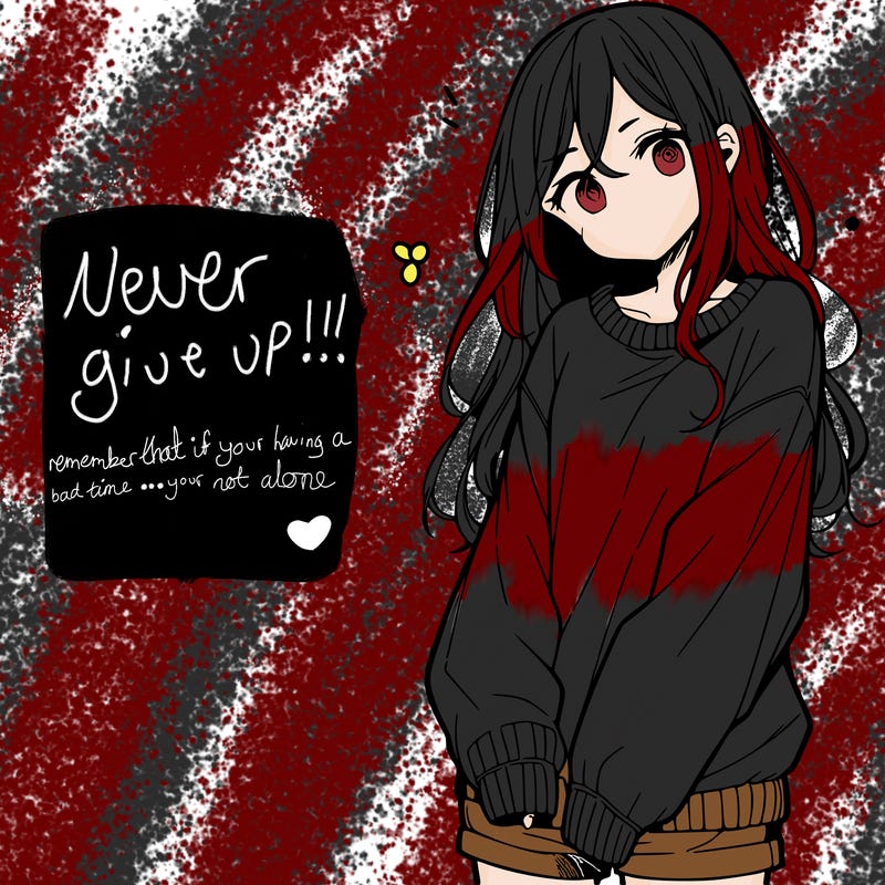 manga teen girl  in a sweater and baggy pants