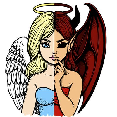 realistic angel half demon