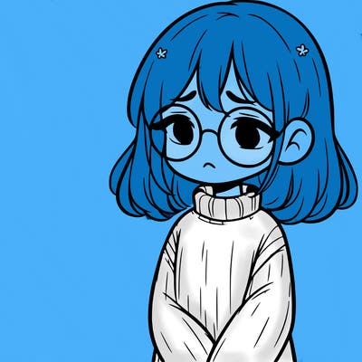 sad girl with glasses in a sweater