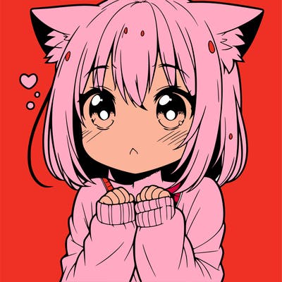 shy anime catgirl