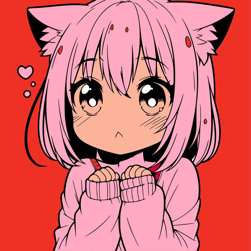 shy anime catgirl