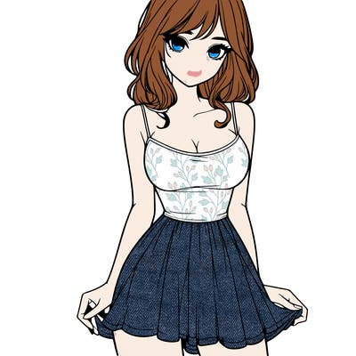 realistic girl in short dress