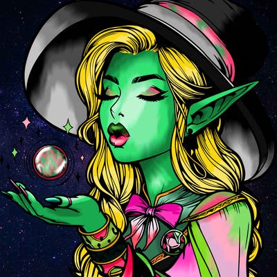 realistic elf casting a spell with lips