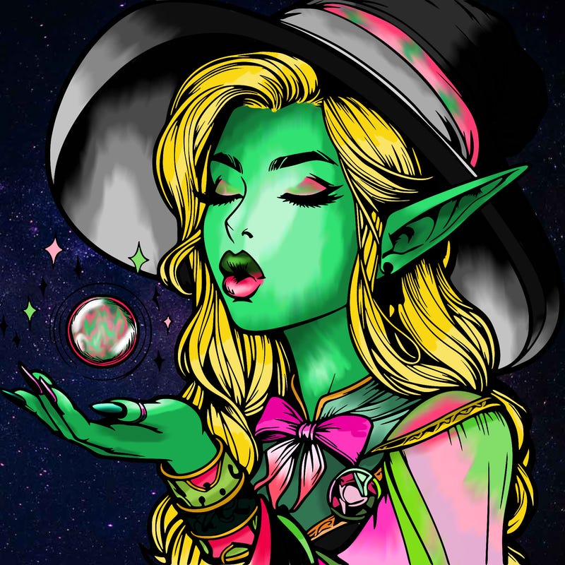 realistic elf casting a spell with lips