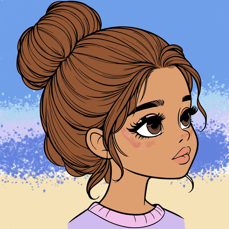realistic girl with bun