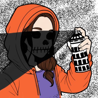 a realistic girl, spray painting