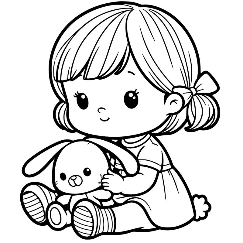 toddler girl with stuffed bunny