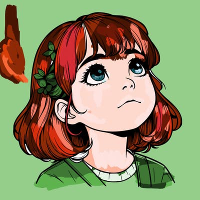 realistic girl looking up