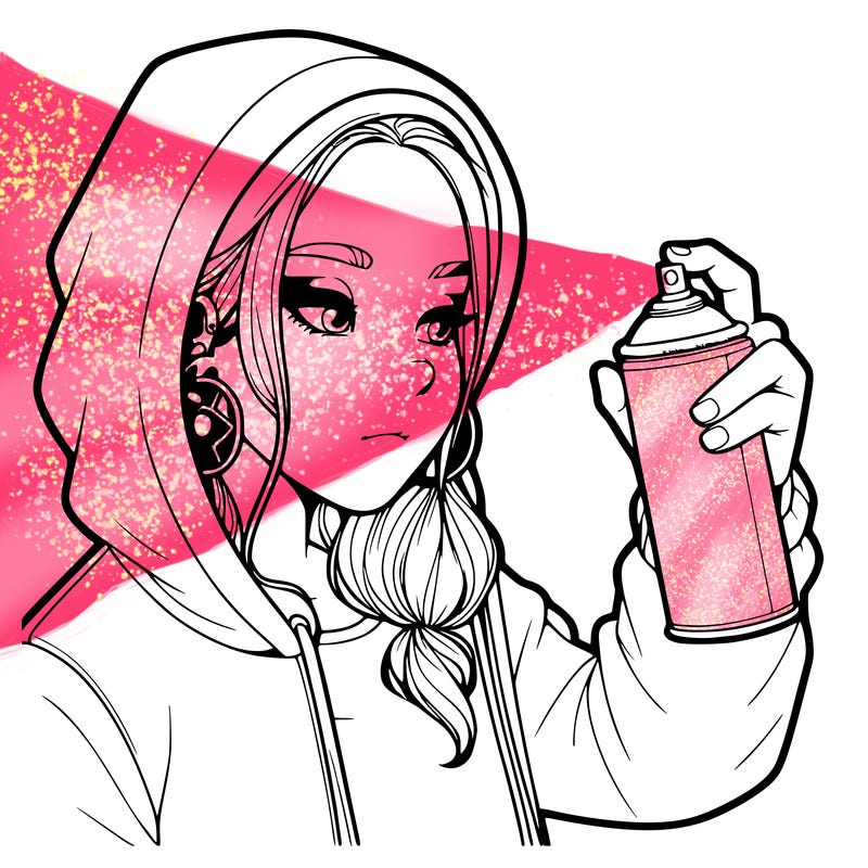 a realistic girl, spray painting