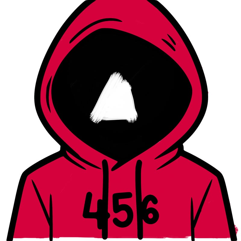a person with non face waering a hoodie with a 456 symbol