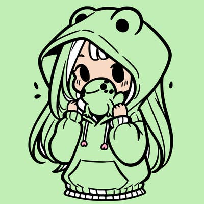 a girl holding a froggy hoodie