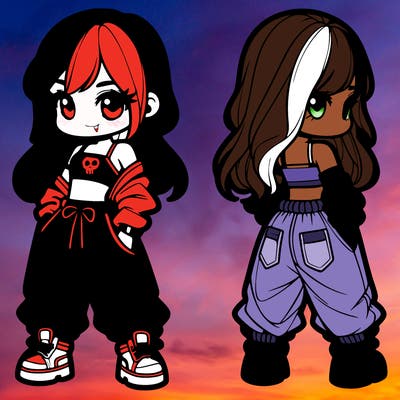 girl in crop top and baggy pants