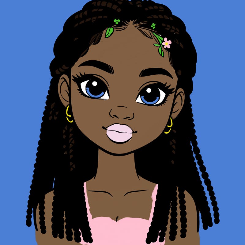 a realistic black girl with braids