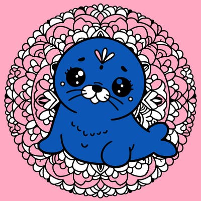a cute baby seal mandala