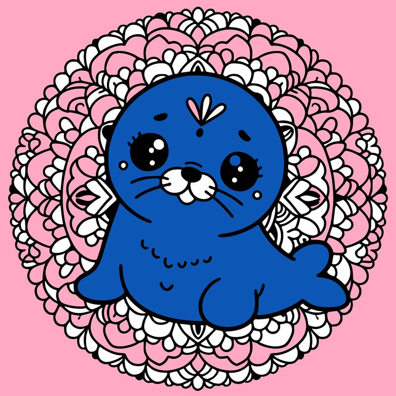 a cute baby seal mandala