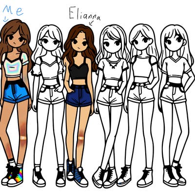 a group of girls wearing crop tops and shorts