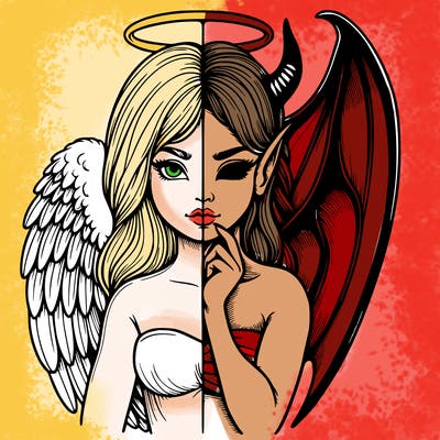 realistic angel half demon