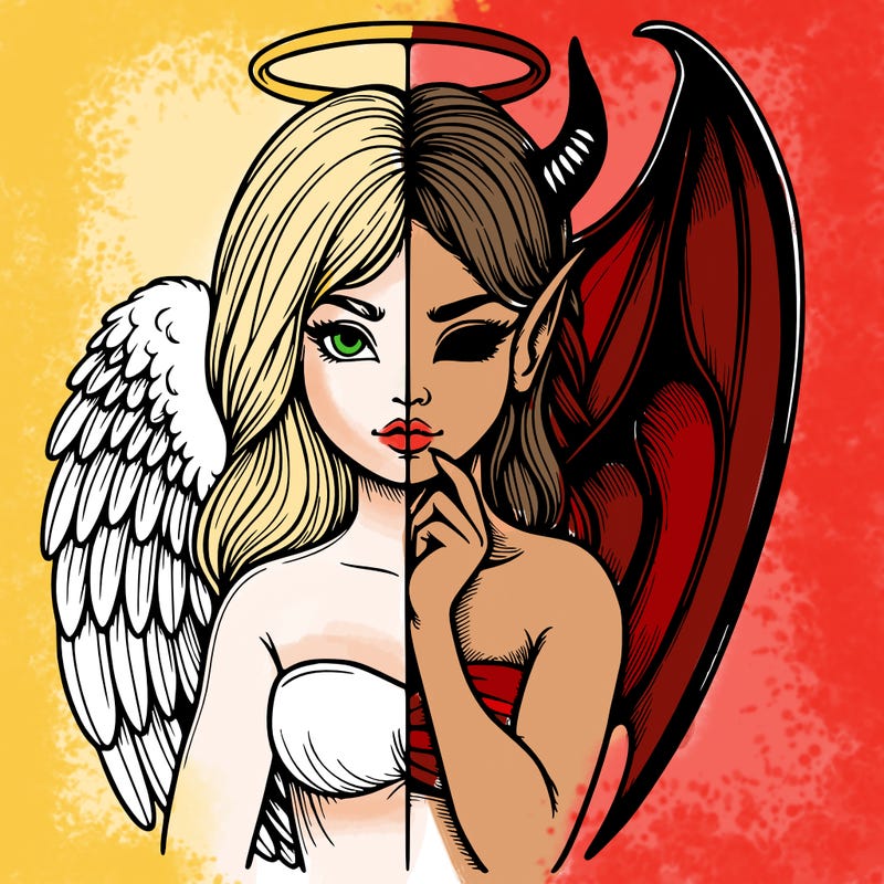 realistic angel half demon