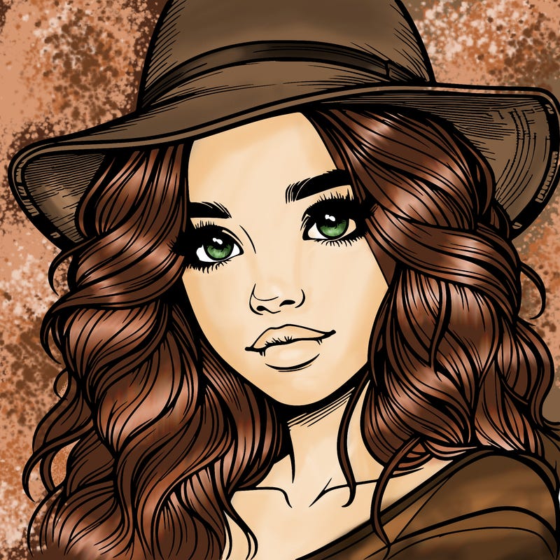 realistic girl with hat