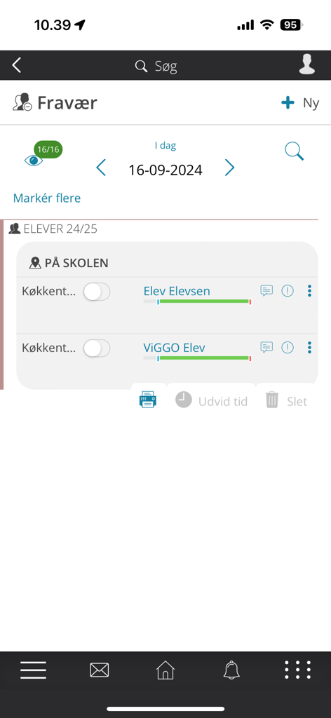 ViGGO - Mobile interface of ViGGO app displaying student attendance records and school presence