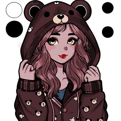 realistic girl in a animal pjs hoodie