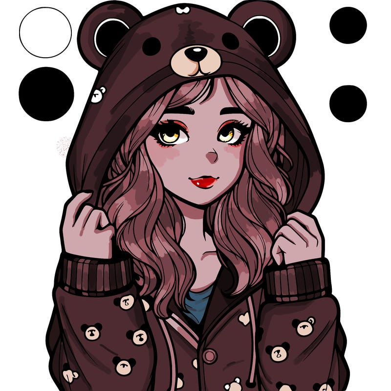 realistic girl in a animal pjs hoodie