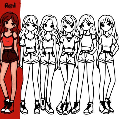 a group of girls wearing crop tops and shorts