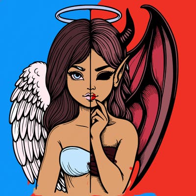 realistic angel half demon