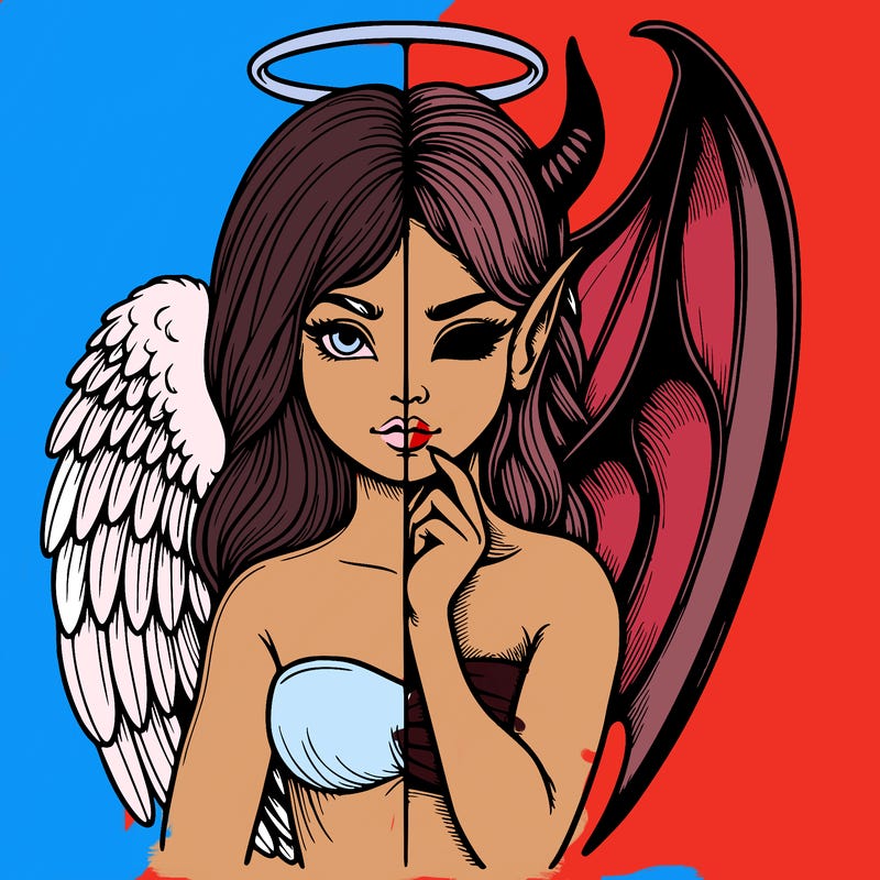 realistic angel half demon