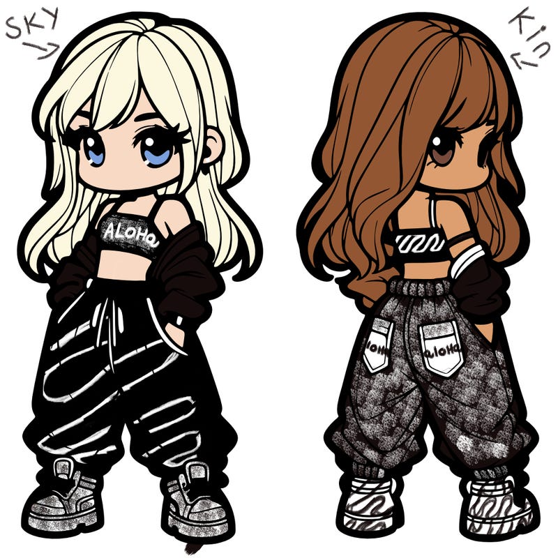 girl in crop top and baggy pants