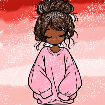girl with baggy sweatshirt and messy bun
