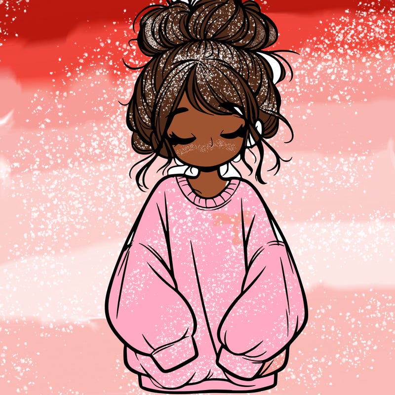girl with baggy sweatshirt and messy bun