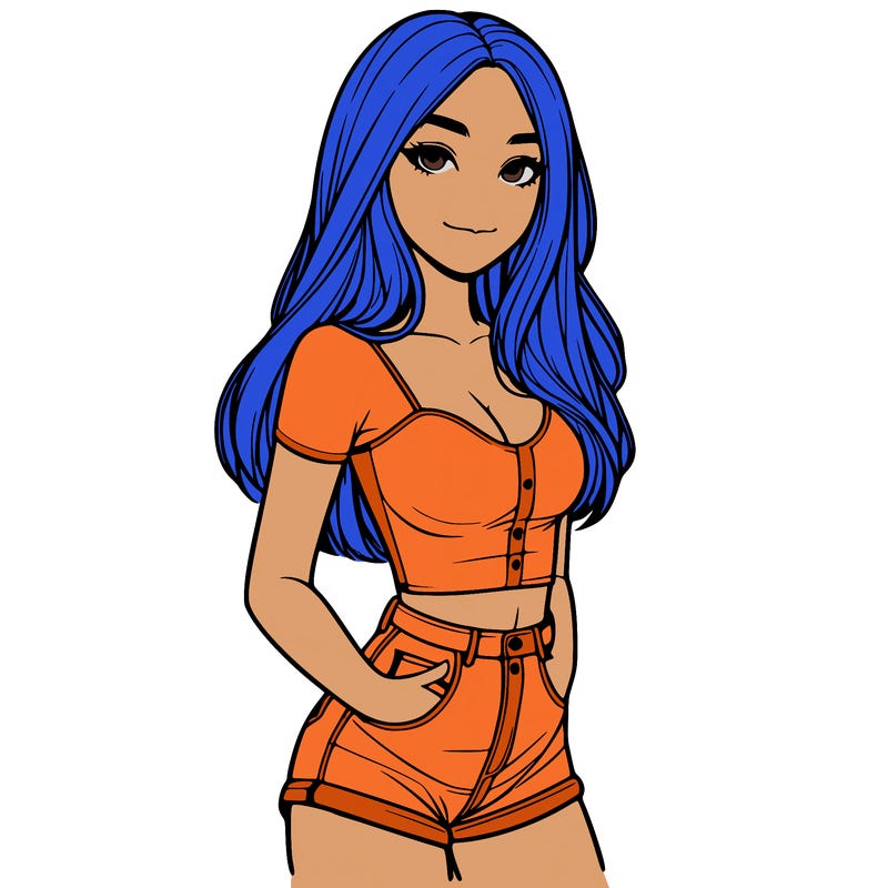 realistic girl in a short top