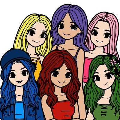 a group of five girls friends