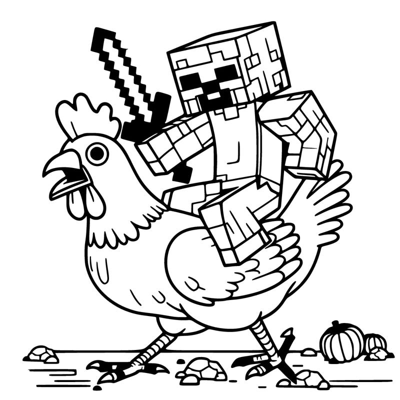 minecraft zombie riding a chicken