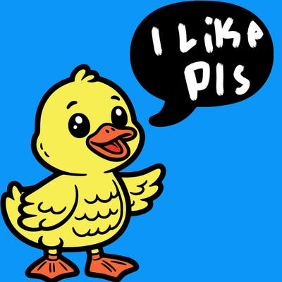 a duck with a word bubble