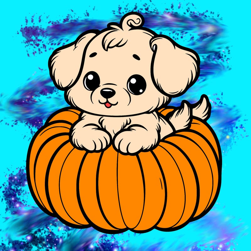 cute little puppy in a pumpkin
